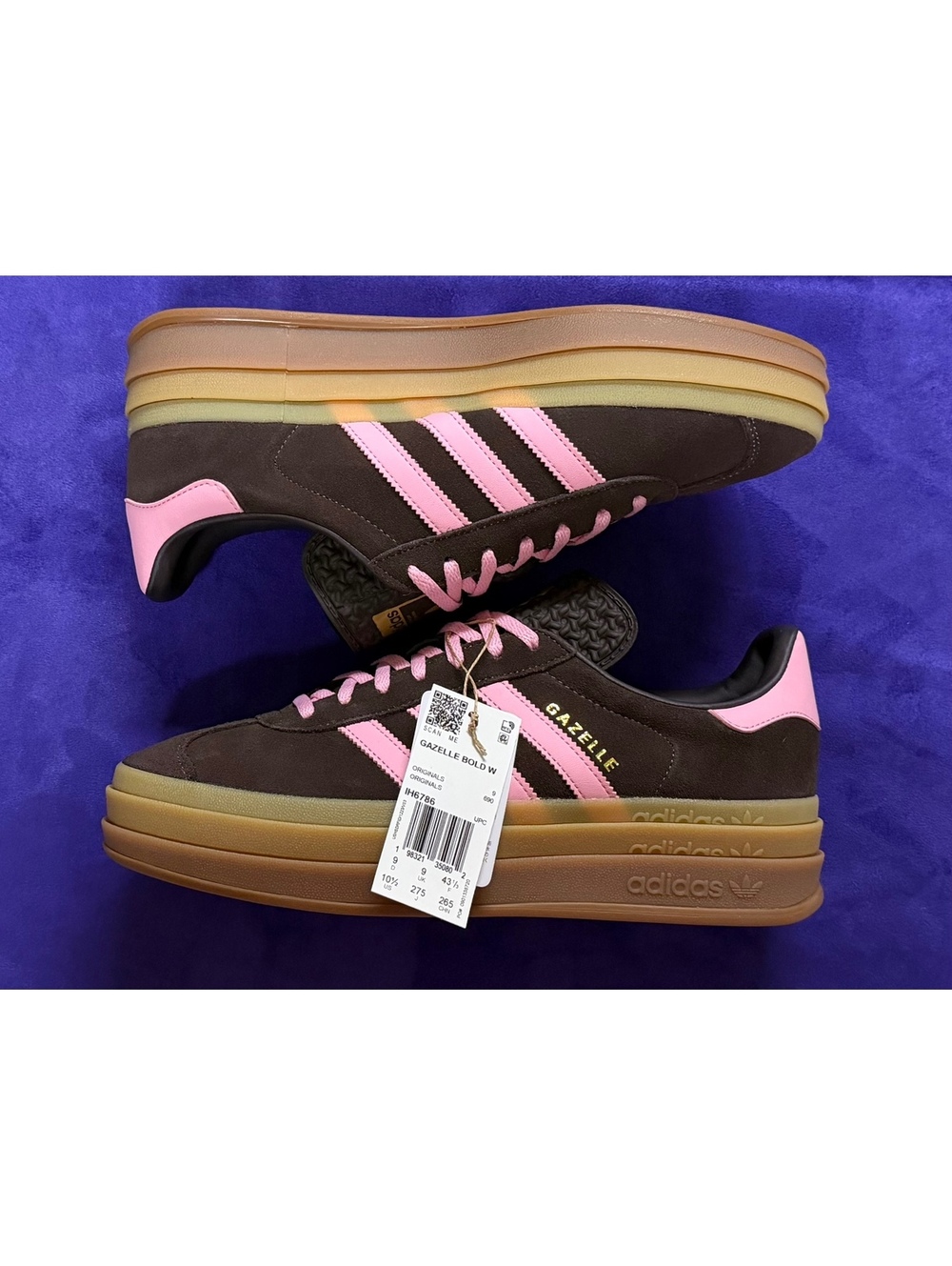 adidas Gazelle Bold W Chocolate Brown Pink Platform Sz 10.5W